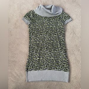 Girls Short Sleeve Cheetah Print Long Sweater
